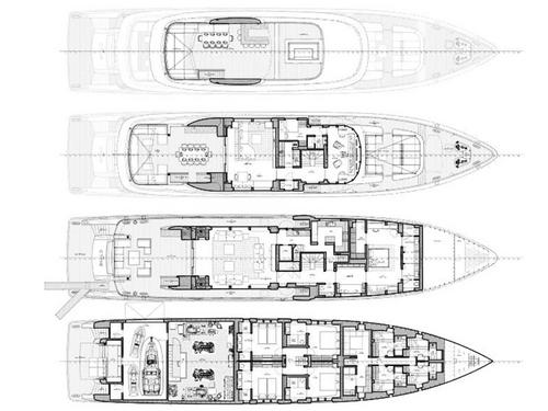 GA of Charteryacht Conrad Shipyard C144S